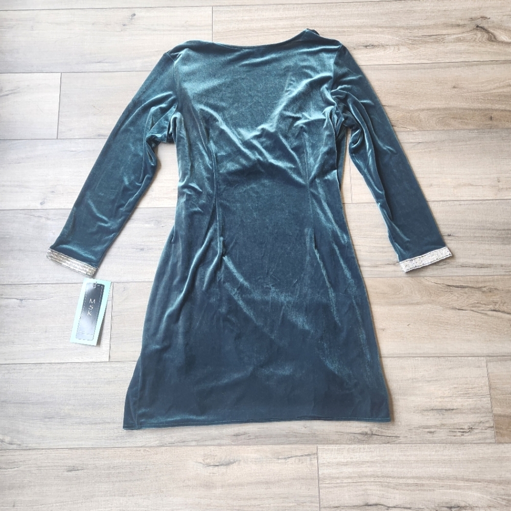 NWT MSK Elegant Emerald Velvet Wrap Dress, Size XL - Picture 13 of 14